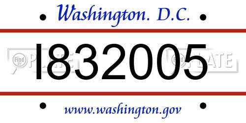 I832005 District Of Columbia License Plate