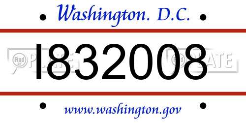 I832008 District Of Columbia License Plate