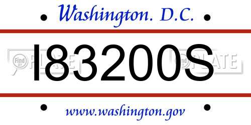 I83200S District Of Columbia License Plate