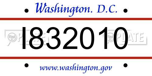 I832010 District Of Columbia License Plate