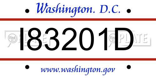 I83201D District Of Columbia License Plate