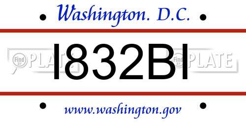 I832BI District Of Columbia License Plate