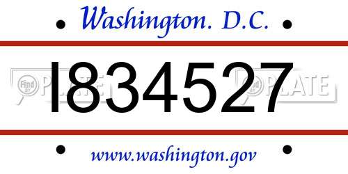 I834527 District Of Columbia License Plate
