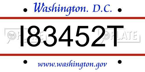 I83452T District Of Columbia License Plate