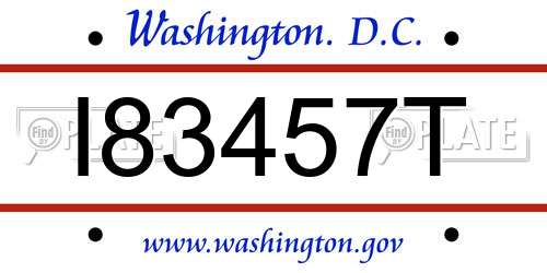 I83457T District Of Columbia License Plate