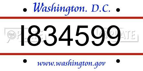 I834599 District Of Columbia License Plate
