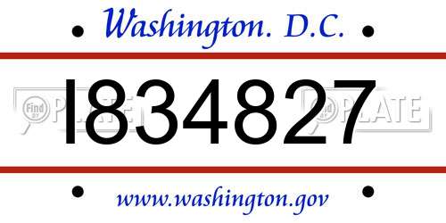 I834827 District Of Columbia License Plate