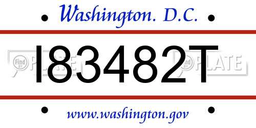 I83482T District Of Columbia License Plate