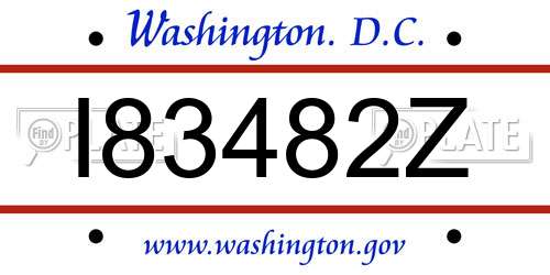 I83482Z District Of Columbia License Plate