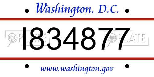 I834877 District Of Columbia License Plate