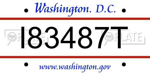 I83487T District Of Columbia License Plate