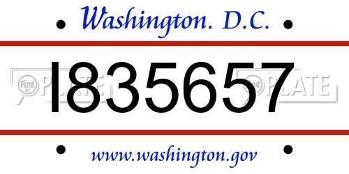 I835657 District Of Columbia License Plate