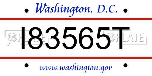 I83565T District Of Columbia License Plate