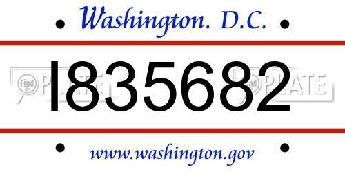I835682 District Of Columbia License Plate