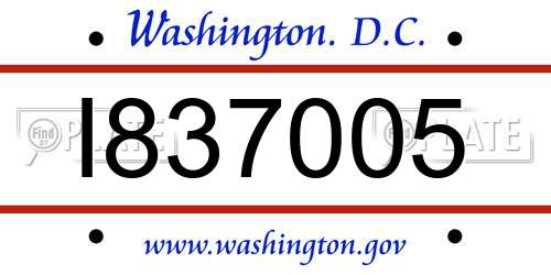 I837005 District Of Columbia License Plate