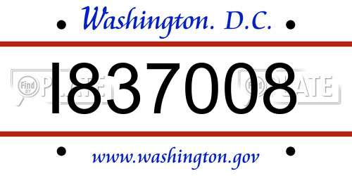 I837008 District Of Columbia License Plate