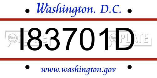 I83701D District Of Columbia License Plate