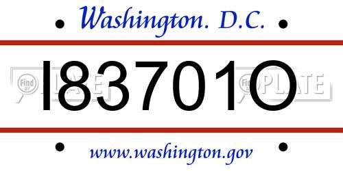 I83701O District Of Columbia License Plate