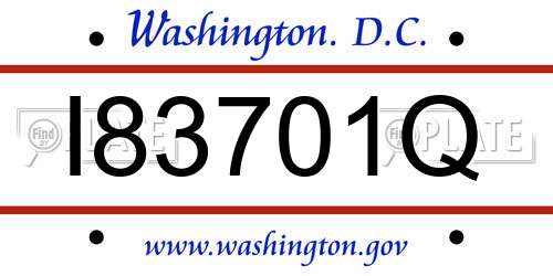 I83701Q District Of Columbia License Plate