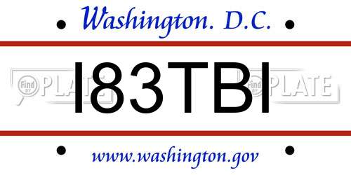 I83TBI District Of Columbia License Plate