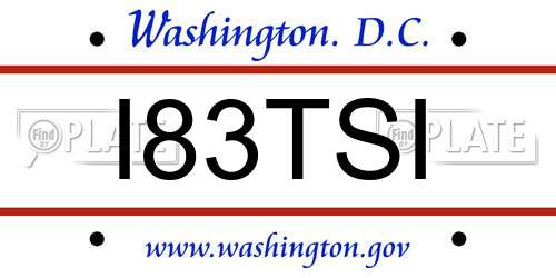 I83TSI District Of Columbia License Plate