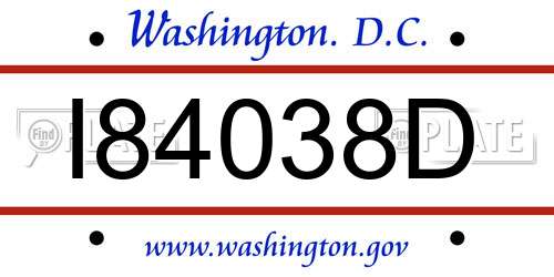 I84038D District Of Columbia License Plate