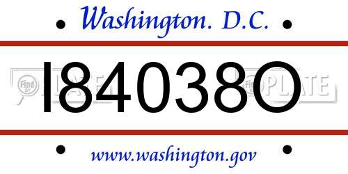 I84038O District Of Columbia License Plate