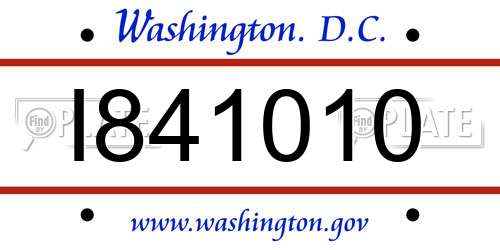 I841010 District Of Columbia License Plate