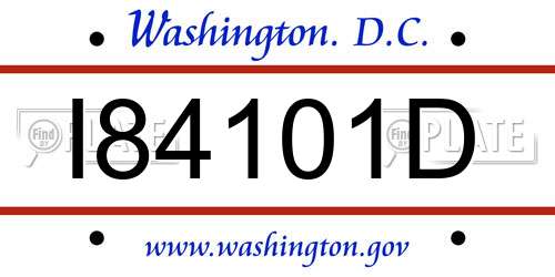 I84101D District Of Columbia License Plate