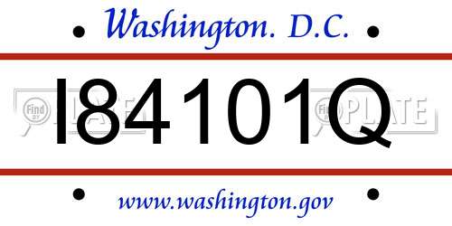 I84101Q District Of Columbia License Plate