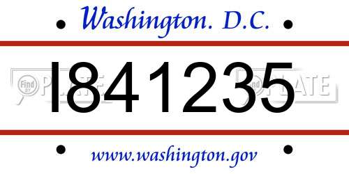 I841235 District Of Columbia License Plate