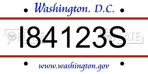 I84123S District Of Columbia License Plate