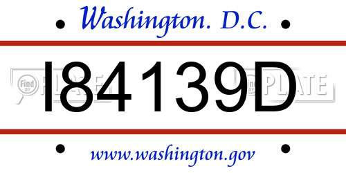 I84139D District Of Columbia License Plate