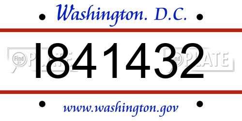 I841432 District Of Columbia License Plate