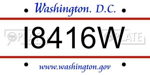 I8416W District Of Columbia License Plate