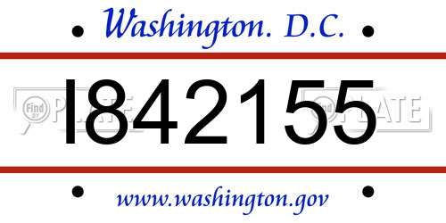 I842155 District Of Columbia License Plate