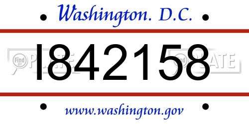 I842158 District Of Columbia License Plate