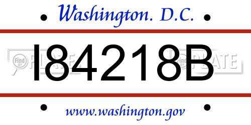 I84218B District Of Columbia License Plate