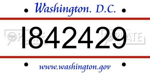 I842429 District Of Columbia License Plate