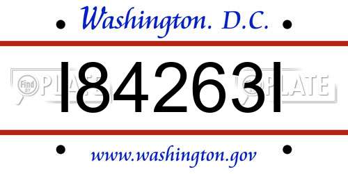 I84263I District Of Columbia License Plate
