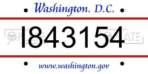 I843154 District Of Columbia License Plate