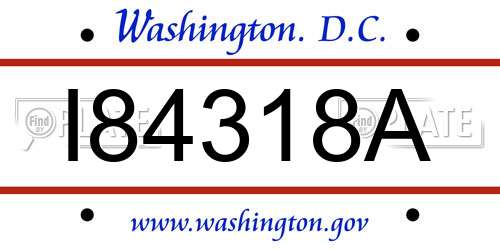 I84318A District Of Columbia License Plate