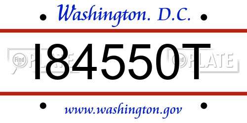 I84550T District Of Columbia License Plate