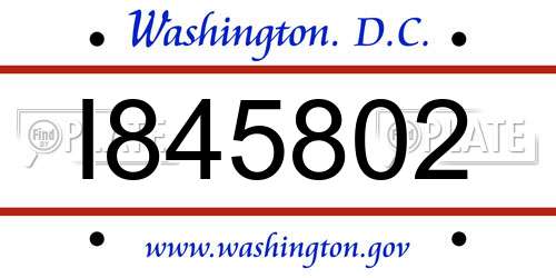 I845802 District Of Columbia License Plate