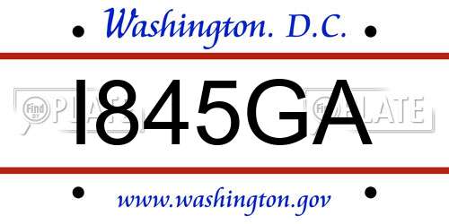 I845GA District Of Columbia License Plate
