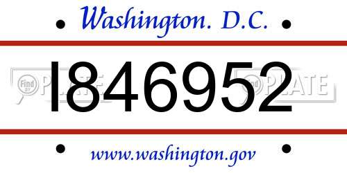 I846952 District Of Columbia License Plate
