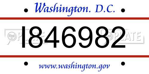 I846982 District Of Columbia License Plate