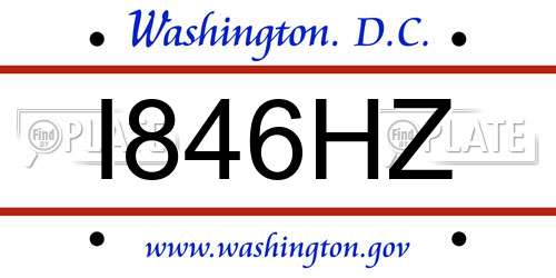 I846HZ District Of Columbia License Plate