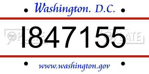 I847155 District Of Columbia License Plate