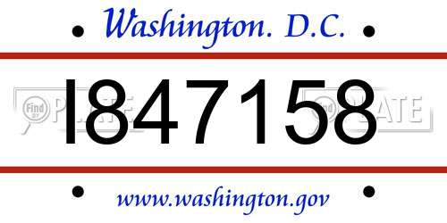 I847158 District Of Columbia License Plate